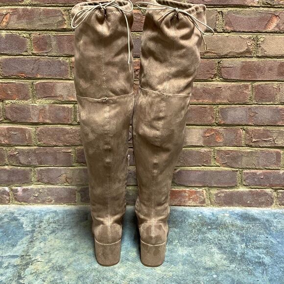 Yoki Tan Faux Suede Over The Knee Boots Size 9 - Picture 5 of 10